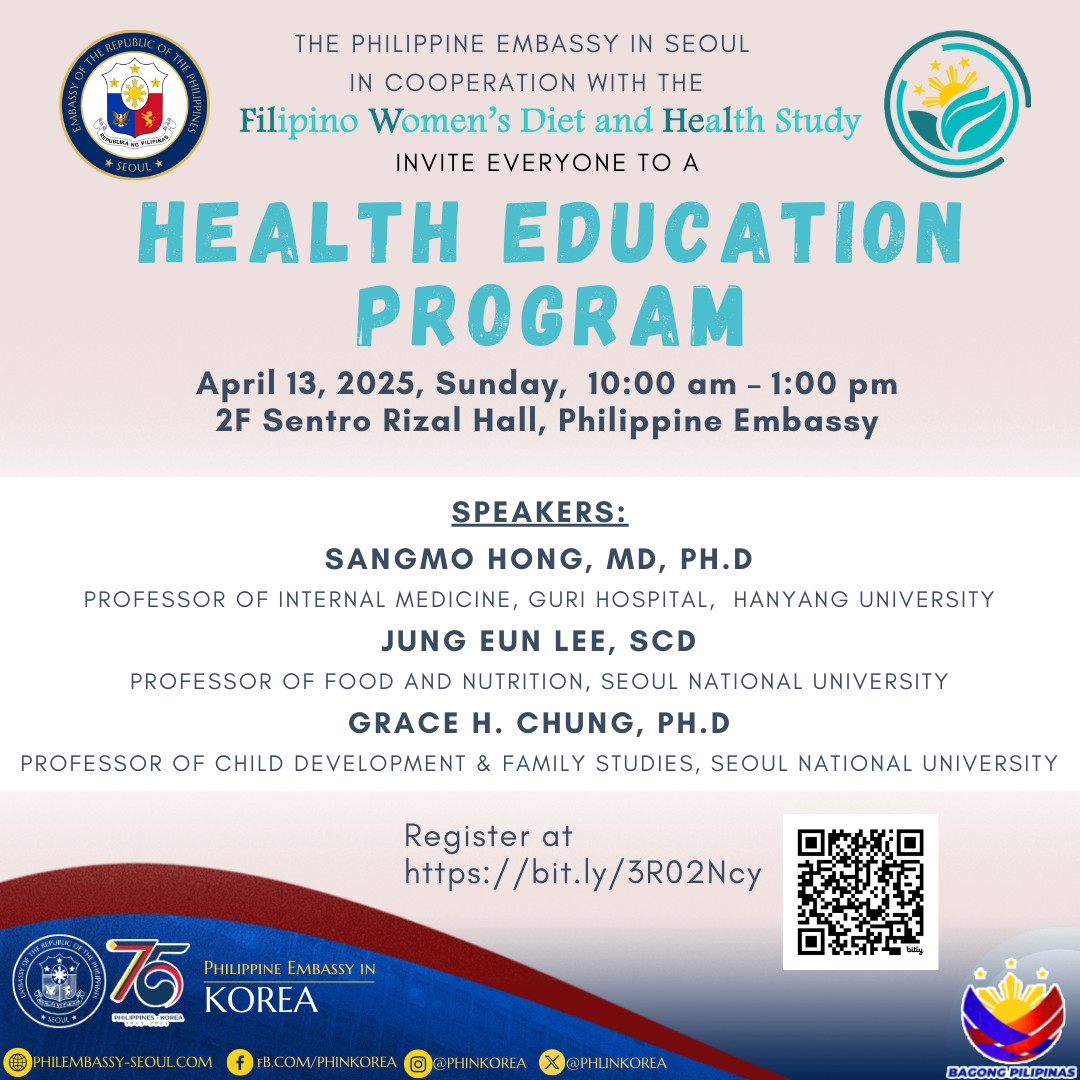 Program Tagalog ANNOUNCEMENT: FILIPINO WOMEN'S DIET AND HEALTH STUDY HEALTH EDUCATION ...